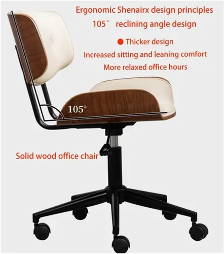 Miniatura 6 de Silla de oficina en casa con ruedas, silla de oficina cómoda y suave sin brazos, silla de oficina tapizada, silla de computadora giratoria moderna