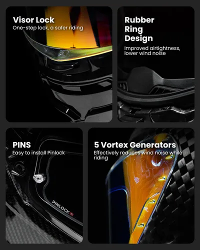 Miniatura 7 de ILM - Cascos de motocicleta de fibra de carbono de cara completa para adultos, con certificaciones DOT y ECE, Casco de Carreras MF577P