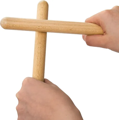 Miniatura 5 de Eorbow Pandereta de 12 piezas para adultos, pandereta de media luna de mano con pandereta de pie, palos de ritmo de madera y agitadores de huevos