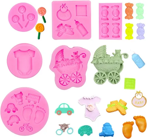 Miniatura 10 de Rolin Roly Molde de silicona para tartas de flores, molde de fondant de conejo, moldes de chocolate rosa, molde de arcilla polimérica, moldes