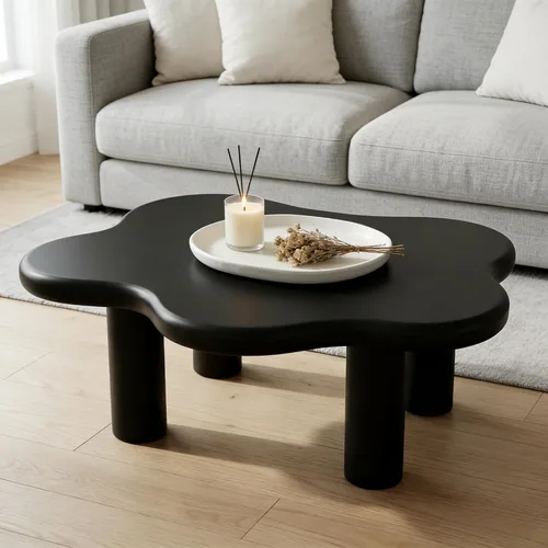 Mesa de centro irregular moderna de 40 pulgadas, mesa de centro única de nube para sala de estar, mesas centrales bajas y lindas con 4 patas para