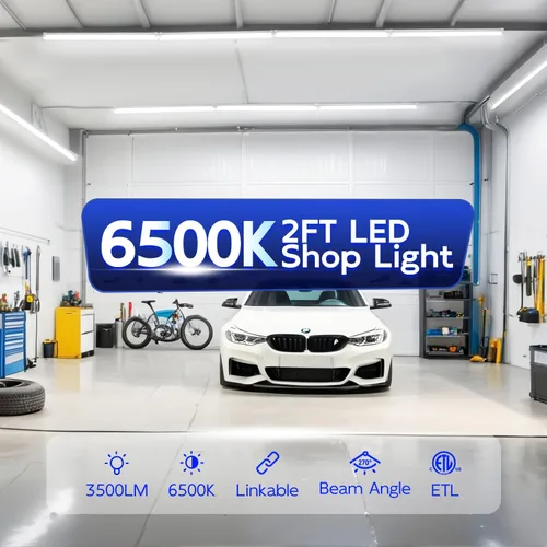 Miniatura 2 de hykolity Luz LED de tienda de 30 W, 2 pies, 3500 lm 6500 K, luz blanca súper brillante, lámpara de techo enlazable, luz de tubo LED T8 integrada