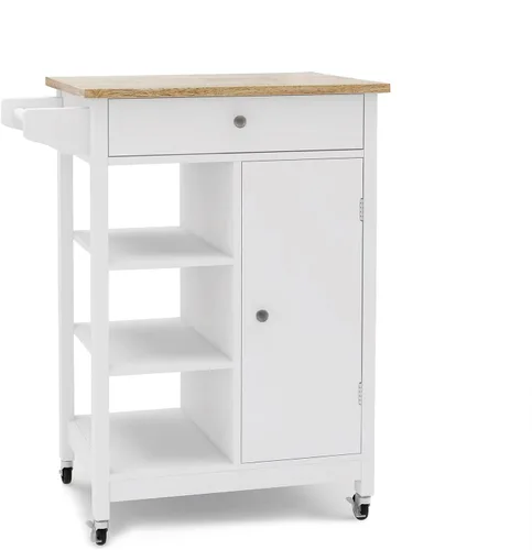 Pequeña isla de cocina sobre ruedas, carrito rodante, carrito de servicio, armario de almacenamiento con cajón de almacenamiento, toallero y 22.4