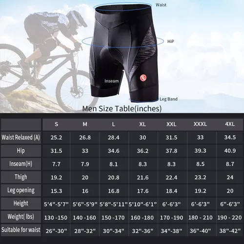 Miniatura 7 de Eco-daily - Pantalones cortos acolchados para ciclismo, pantalones cortos para hacer ciclismos, para hombre
