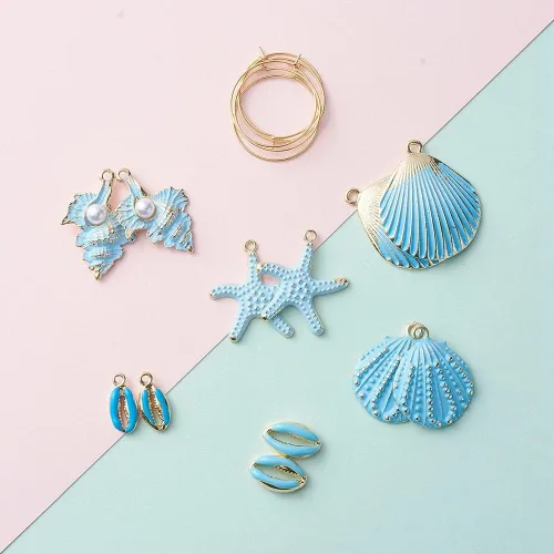 Miniatura 2 de Kits de fabricación de aretes oceánicos, Acero inoxidable, Sin gemas.