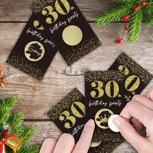 Miniatura 6 de REWIDPARTY Tarjetas de juego para raspar para fiesta de cumpleaños número 30 (32 piezas) Saludos a 30 años de premios para rifas, feliz fiesta