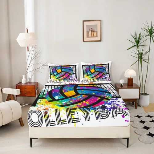 Miniatura 2 de Erosebridal Juego de ropa de cama de pelota de voleibol, tamaño individual, juegos de voleibol, juego de ropa de cama deportiva para niños, niñas