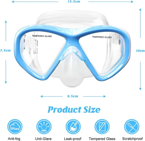 Miniatura 5 de ACQCES Gafas de natación para niños, máscara de buceo para niños y niñas de 5 a 15 años, gafas de natación antivaho de dos colores con cubierta