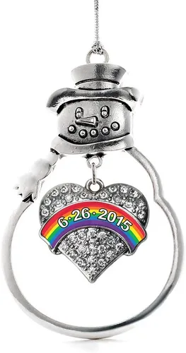 Miniatura 225 de Colgante de plata con diseño de Detroit con forma de corazón y muñeco de nieve con circonitas cúbicas