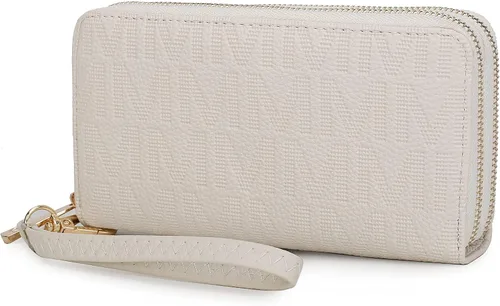 MKF Collection Mia K - Cartera de pulsera para mujer, pequeña cartera de cuero vegano para tarjetas de crédito con cremallera y bolsillo para