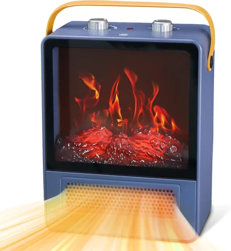 TEMPWARE Calentador eléctrico de chimenea, calentador de espacio portátil de 1500 W, chimenea con efecto de llama 3D realista y protección de