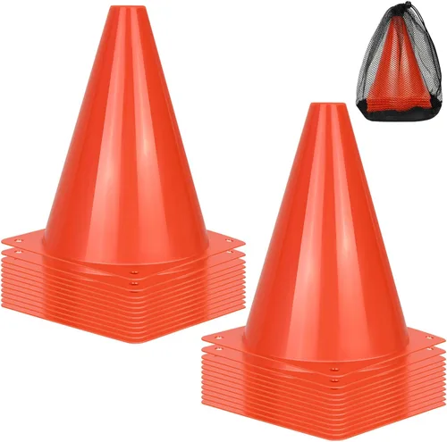 Miniatura 9 de PXZBLG 12/24/50 conos de fútbol, conos de fútbol de 17 cm, conos de tráfico de plástico, conos de entrenamiento para baloncesto, fútbol y patinaje