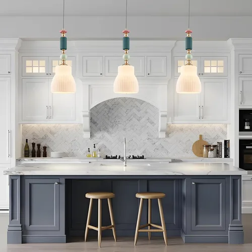 Miniatura 2 de Accesorio de Lámpara Colgante para Cocina, Iluminación Colgante Moderna, Lámpara Colgante Moderna de Vidrio Blanco Leche para Isla, Comedor, Sala