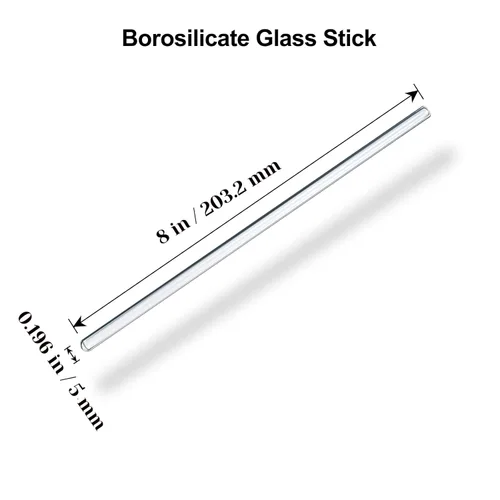 Miniatura 2 de Paquete de 15 varillas mezcladoras de vidrio: Diámetro 0.196 pulgadas, longitud 8 pulgadas, varillas de vidrio para agitar de vidrio borosilicato