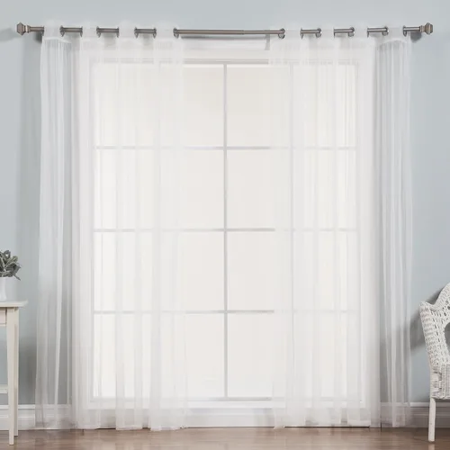 Miniatura 19 de Best Home Fashion juego de cortinas combinadas y mezcladas con estampado marroquí, para oscurecimiento de habitación, 4 unidades, arandelas