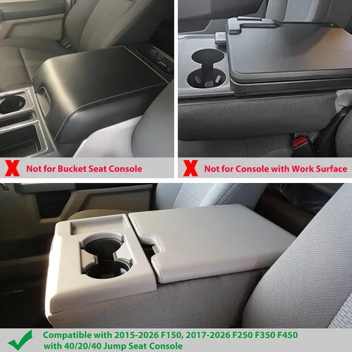 Miniatura 2 de Zxiaochun Funda de consola central para Ford F150 2015-2025/F250 F350 F450 2017-2025 de cuero para reposabrazos, tapa de consola central, accesorios
