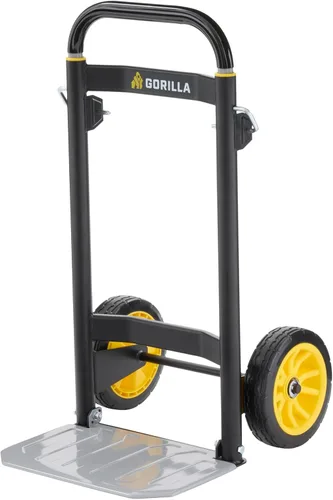 Gorilla - Camión de mano de acero de capacidad de 400 libras, mango telescópico, cerraduras de remolque patentadas, ruedas no planas de 8 pulgadas,
