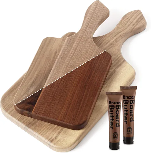 Miniatura 2 de Brazos Home Tabla de cortar de madera de nogal oscuro para cocina, paquete de 2, tabla de cortar, tabla de queso de madera, sin sazonar, incluye