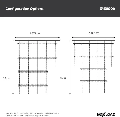 Miniatura 4 de ClosetMaid MaxLoad Kit de Estante de Pared de Servicio Pesado para Garaje, 6 – 10 Pies, Estantería de Alambre ShelfTrack Ajustable, Acabado Negro
