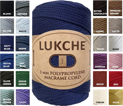 Miniatura 2 de Cuerda de macramé de poliéster premium de 3 mm (134.5 metros), (250 g) 100% cuerda de macramé de polipropileno, hilo de crochet de color para Azul