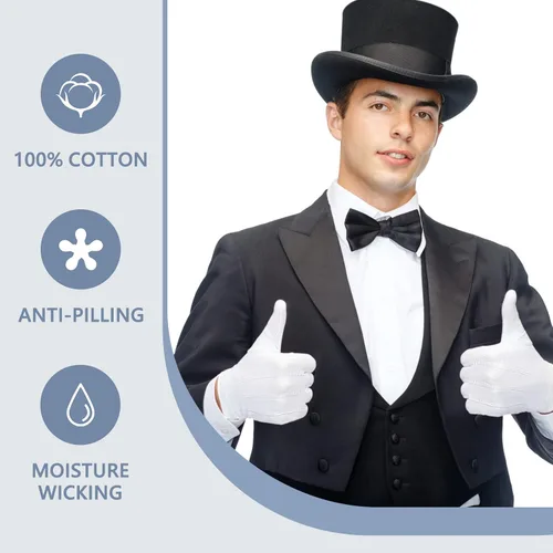 Miniatura 2 de Beaded Parade Cotton Gloves, Women Men Gloves with Grip, Non-Slip Gloves,Costume Uniform Police Gloves with Snap Cuff