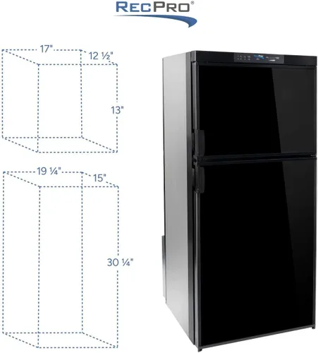 Miniatura 6 de Refrigerador RecPro RV 6.3 pies cúbicos de gas y eléctrico Acabado negro o acero inoxidable 110V / 12V / Gas propano (Acabado negro)