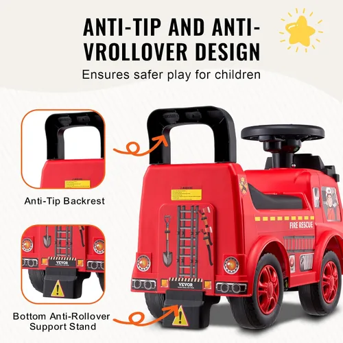 Miniatura 6 de VEVOR Coche de Paseo con Empuje para Niños Pequeños, Edades 19+ Meses, Coche de Carreras, Juguete de Paseo para Niños Pequeños que Pasa de Sentado a