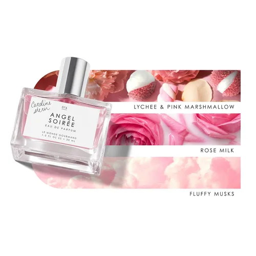 Miniatura 3 de Le Monde Gourmand Angel Soirée Eau de Parfum - 1 fl oz (30 ml) - Notas de perfume de lichia, malvavisco rosa, leche de rosa