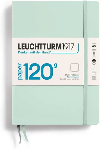 Miniatura 14 de LEUCHTTURM1917 - 120G Edición Especial - Cuaderno Mediano A5 de Tapa Dura Liso (Negro) - 203 Páginas Numeradas con Papel de 120gsm