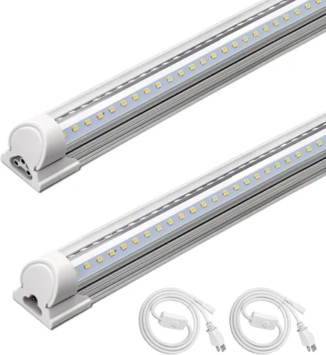Barrina T8 Luz LED para Taller 4 Pies, 40W 5500LM 5000K, Cubierta Transparente, Luces de Techo para Garaje, Lámpara LED en Forma de V, Luces de