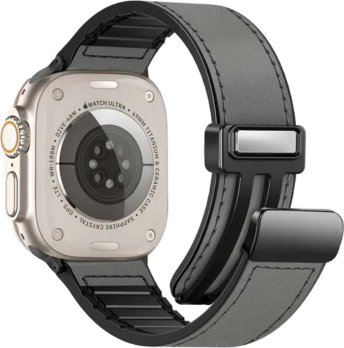 Miniatura 11 de Correas de cuero magnéticas compatibles con Apple Watch 42mm (Serie 10/11) 41mm 40mm 38mm para hombres y mujeres, cuero genuino con hebilla