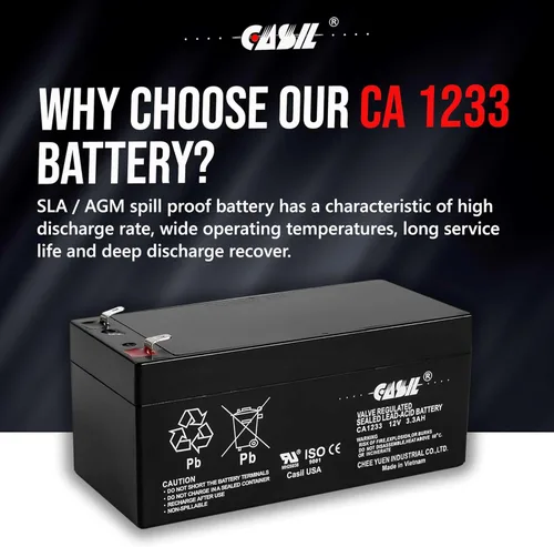 Miniatura 5 de Casil Batería de repuesto de 12V 3.3Ah compatible con EXP1233 ML3-12 12 voltios 3 AH SLA AGM batería