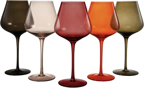 Miniatura 10 de Khen Flower Blooms - Juego de 5 copas de vino de cristal de colores, vasos grandes de 20 onzas, vasos altos de estilo italiano para vino tinto