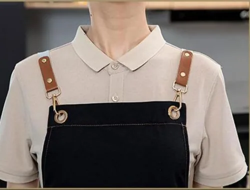 Miniatura 3 de Delantal de chef de lona, delantal de espalda cruzada para hombres y mujeres con correas ajustables y bolsillos grandes, delantal de lona