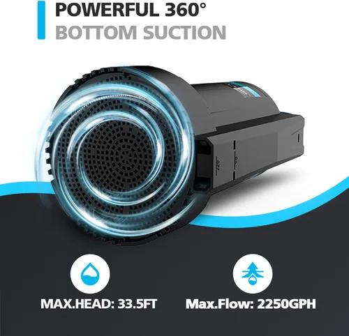 Miniatura 5 de 1/3 HP Bomba de Agua Sumergible Automática, Bomba de Sumidero Portátil Eléctrica de 2250GPH, Bomba de Utilidad para Eliminación de Agua de Alberca