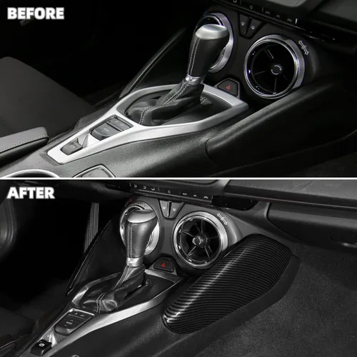 Miniatura 2 de Cubierta lateral de panel de palanca de cambios de fibra de carbono para Chevrolet Chevy Camaro 2016-2026, accesorios interiores
