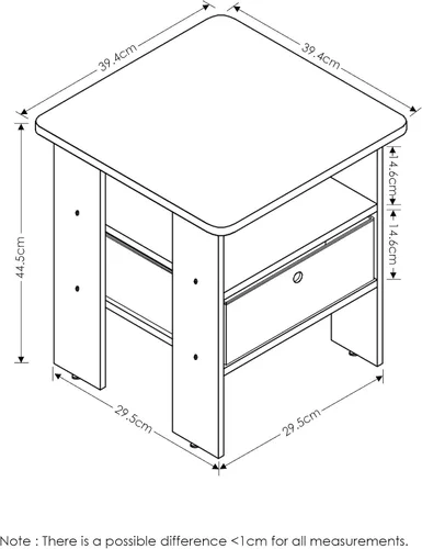 Miniatura 2 de Furinno Andrey - Mesa auxiliar, mesita de noche, mesita de noche con cajón de contenedor, rosa/rosa claro y Turn-N-Tube 3 niveles reversible estante