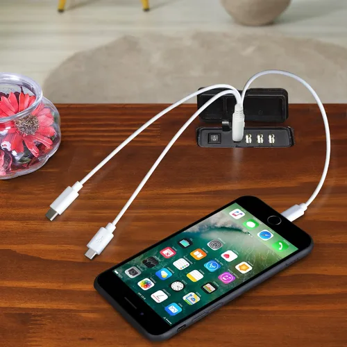 Miniatura 5 de Casual Home Notre Dame - Mesita de noche con puertos USB, color marrón cálido, 18.75 pulgadas x 24 pulgadas x 26 pulgadas