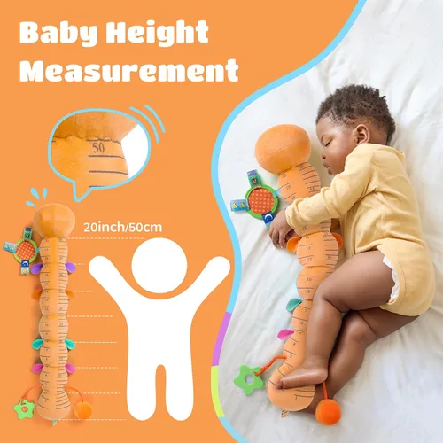 Miniatura 6 de Awotoy Baby Toys - Juguete musical de oruga interactivo multicolor para bebés, sonajero arrugado, suave con campana de anillo, juguete de peluche