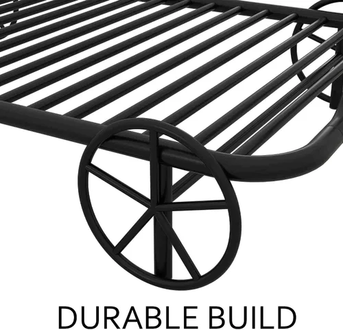 Miniatura 6 de Cama individual para automóvil con 4 ruedas, barandillas, estante de almacenamiento para niños, adolescentes, niños y niñas, marco de cama