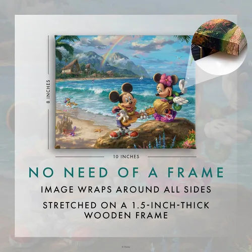 Miniatura 6 de Thomas Kinkade Studios Disney's Mickey and Minnie in Hawaii - Lienzo con envoltura de galería (8 x 10 pulgadas)