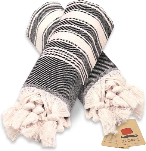 Bazaar Anatolia Juego de 2 toallas de mano turcas para baño, 39 x 19 pulgadas, algodón, toallas de mano decorativas para cocina, té, yoga, cara,