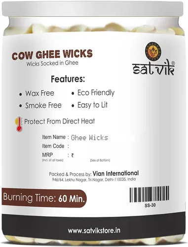 Miniatura 2 de SATVIK STORE Mechas Ghee - 30 piezas, algodón, ideal para Pooja hindú, mechas de Diya