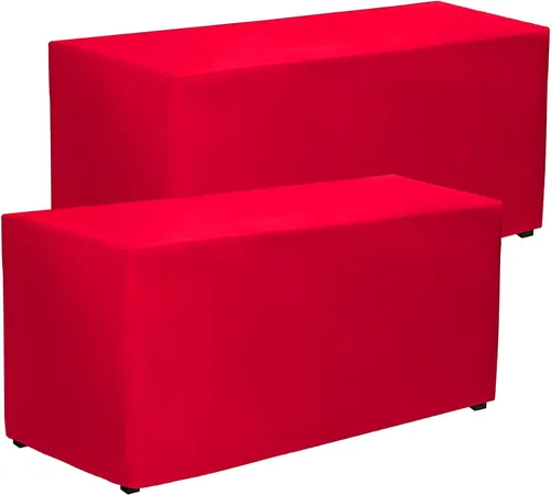 Miniatura 24 de PLOYMONO - Juego de 2 manteles ajustables, mantel de longitud hasta el suelo para mesa rectangular de 4 pies (122x61 cm) de poliéster, ideal