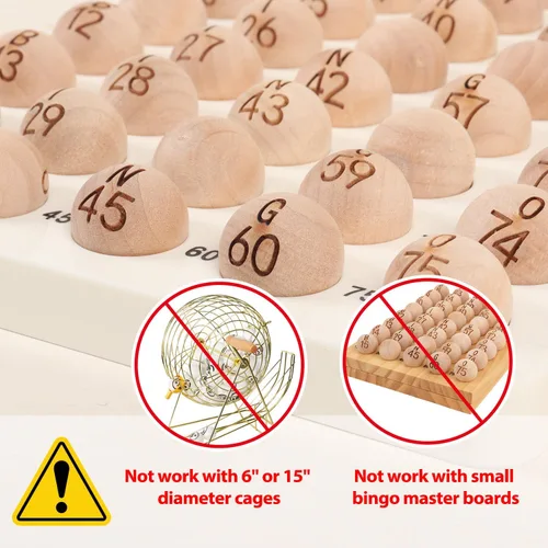 Miniatura 6 de GSE Games & Sports Expert Bolas de bingo de 7/8 pulgadas, bolas de juego de bingo de repuesto de madera maciza para fiestas, rifas de premios