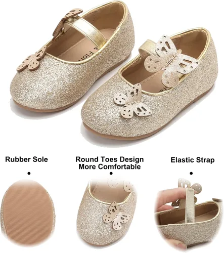 Miniatura 4 de Felix & Flora Zapatos de ballet para niñas pequeñas Zapatos planos Mary Jane para niñas de flores, zapatos de vestir para fiestas y bodas