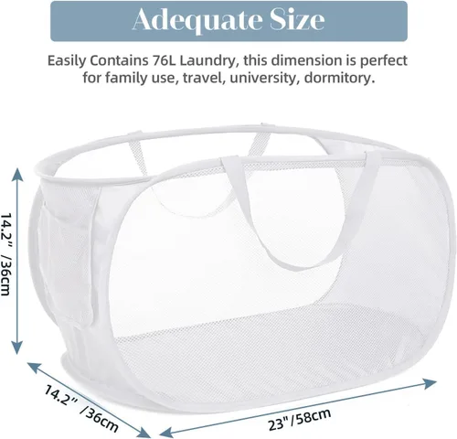Miniatura 3 de Paquete de 2 cestas plegables resistentes para la lavandería, cestas plegables para lavandería, baño, dormitorio, habitación de los niños