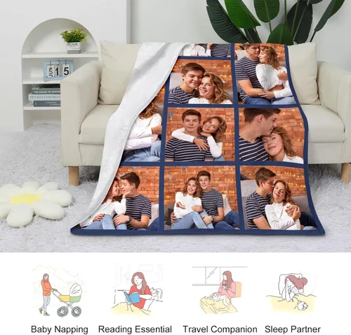 Miniatura 4 de Manta personalizada con imagen, manta personalizada para parejas, manta de fotos para sofá, familia, Navidad, Halloween, cumpleaños, boda, regalos