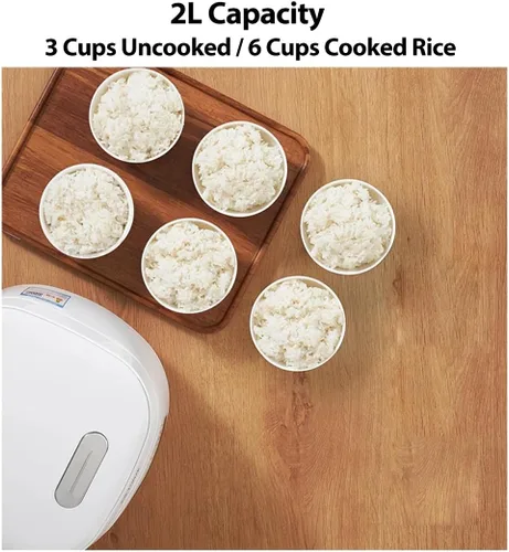 Miniatura 3 de Joydeem Arrocera de cerámica FD20S-W, 4 tazas de ollas de arroz sin cocer con olla interior de cerámica pura, inicio de oferta las 24 horas, 2 L