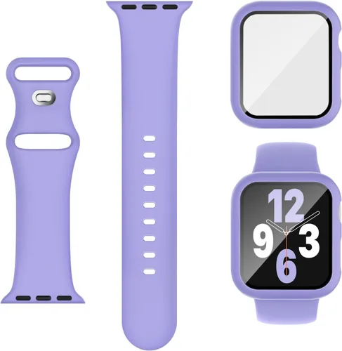 Miniatura 23 de Adorique 3-en-1 compatible con Apple Watch Band de 40 mm, 41 mm, 42 mm, 44 mm, 45 mm, 46 mm, correa deportiva de silicona suave para iWatch Series